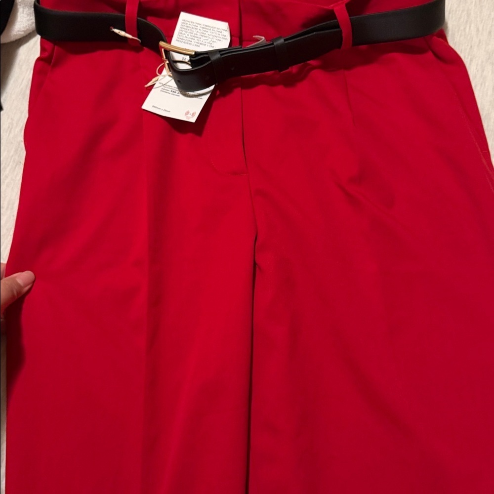 Zara Red Straight-Leg Trousers - Picture 4 of 5